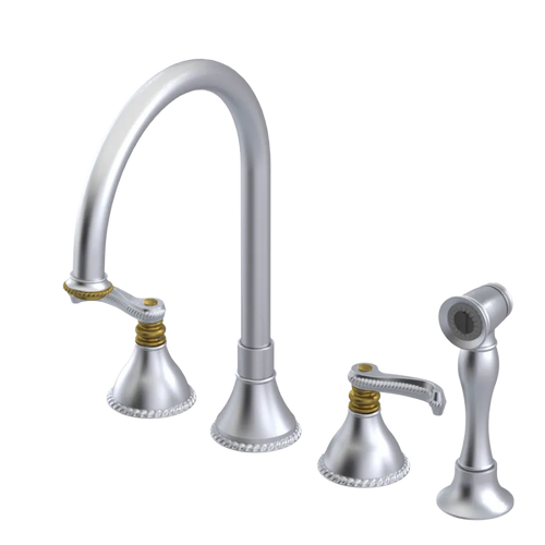 Rubinet Widespread Kitchen Set with Hand Spray Satin Chrome