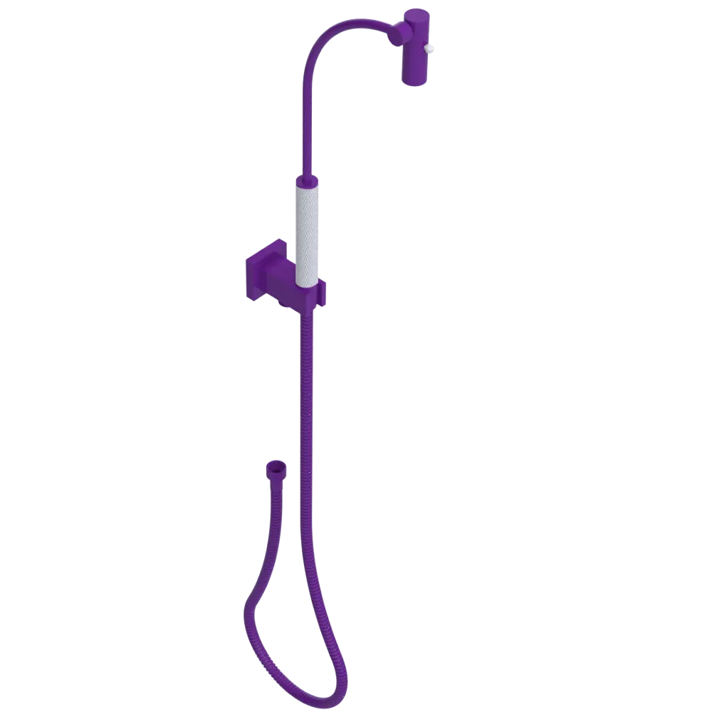 Rubinet Hand Held Shower Bidet with Extended Reach & Dual Function Spray Including Wall Bracket with Supply & Hose (Square) Purple Haze
