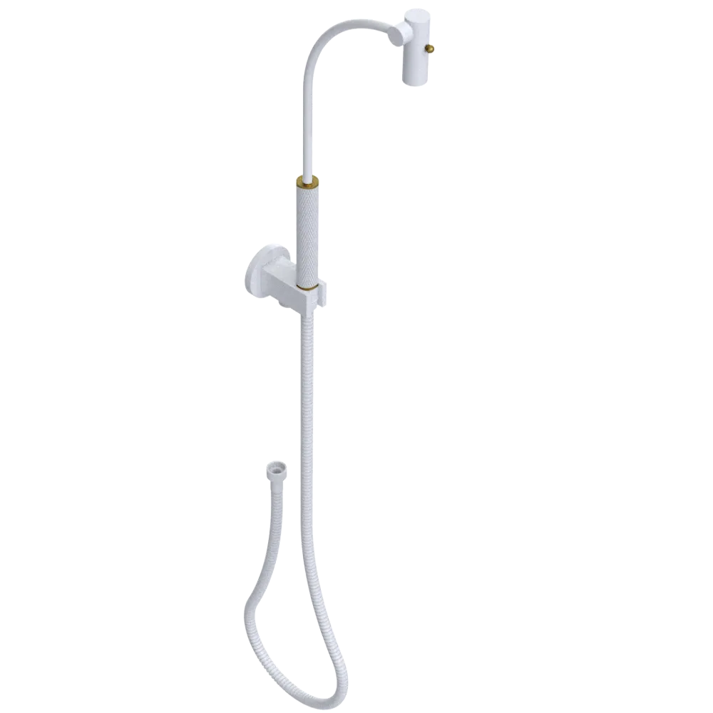 Rubinet Hand Held Shower Bidet with Extended Reach & Dual Function Spray Including Wall Bracket with Supply & Hose (Round) White
