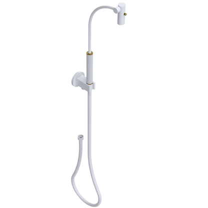 Rubinet Hand Held Shower Bidet with Extended Reach & Dual Function Spray Including Wall Bracket with Supply & Hose (Round) White
