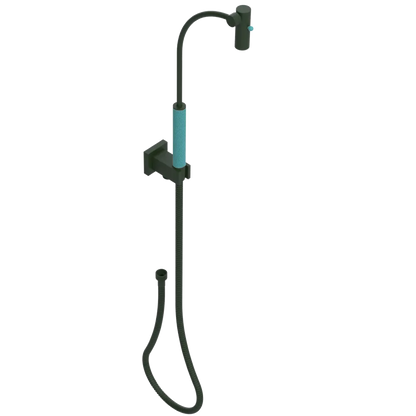Rubinet Hand Held Shower Bidet with Extended Reach & Dual Function Spray Including Wall Bracket with Supply & Hose (Square) Green Envy