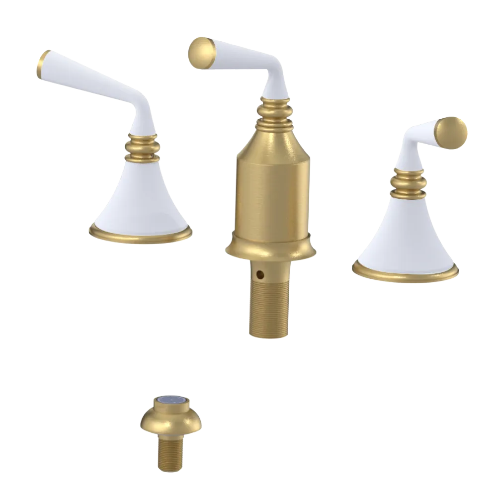 Rubinet Bidet Fitting with Spray, Diverter, and Vacum Breaker (Less Drain) Satin Brass