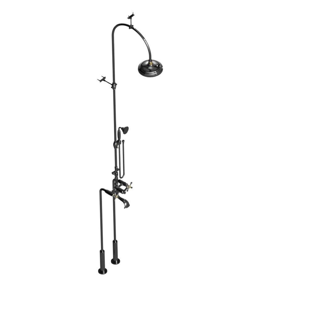 Rubinet Floor Mount Tub & Shower with hand held shower Chrome
