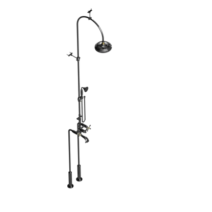 Rubinet Floor Mount Tub & Shower with hand held shower Chrome