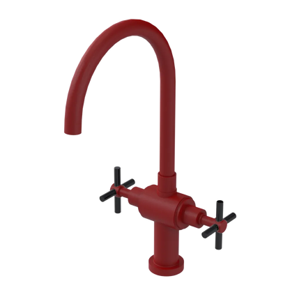 Rubinet Two Handle Single Hole Kitchen Set with LaSalle Spout Maroon
