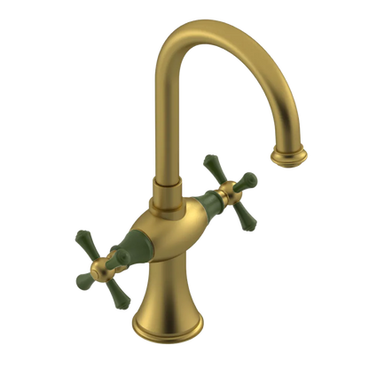 Rubinet Single Hole Dual Handle Lav. Set. (less drain) Antique Brass Matt