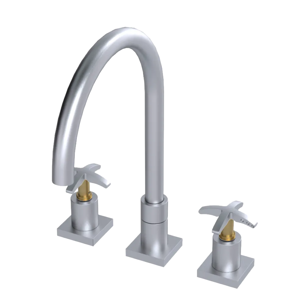 Rubinet Widespread Kitchen Set Satin Chrome