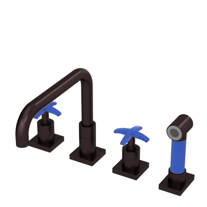 Rubinet Widespread Kitchen Set with Genesis Spout with Hand Spray Oil Rubbed Bronze