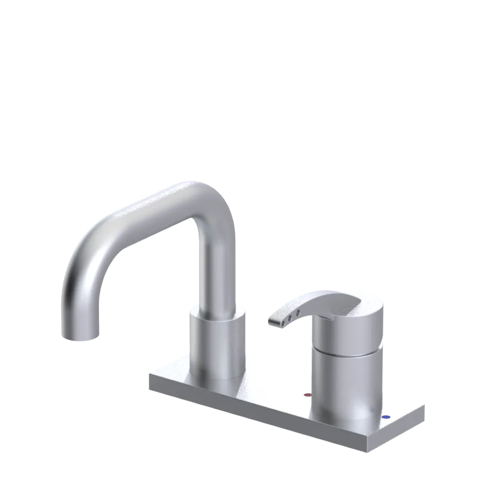 Rubinet 4" Centre Single Control Lav. Set. with Genesis spout (less drain) Satin Chrome