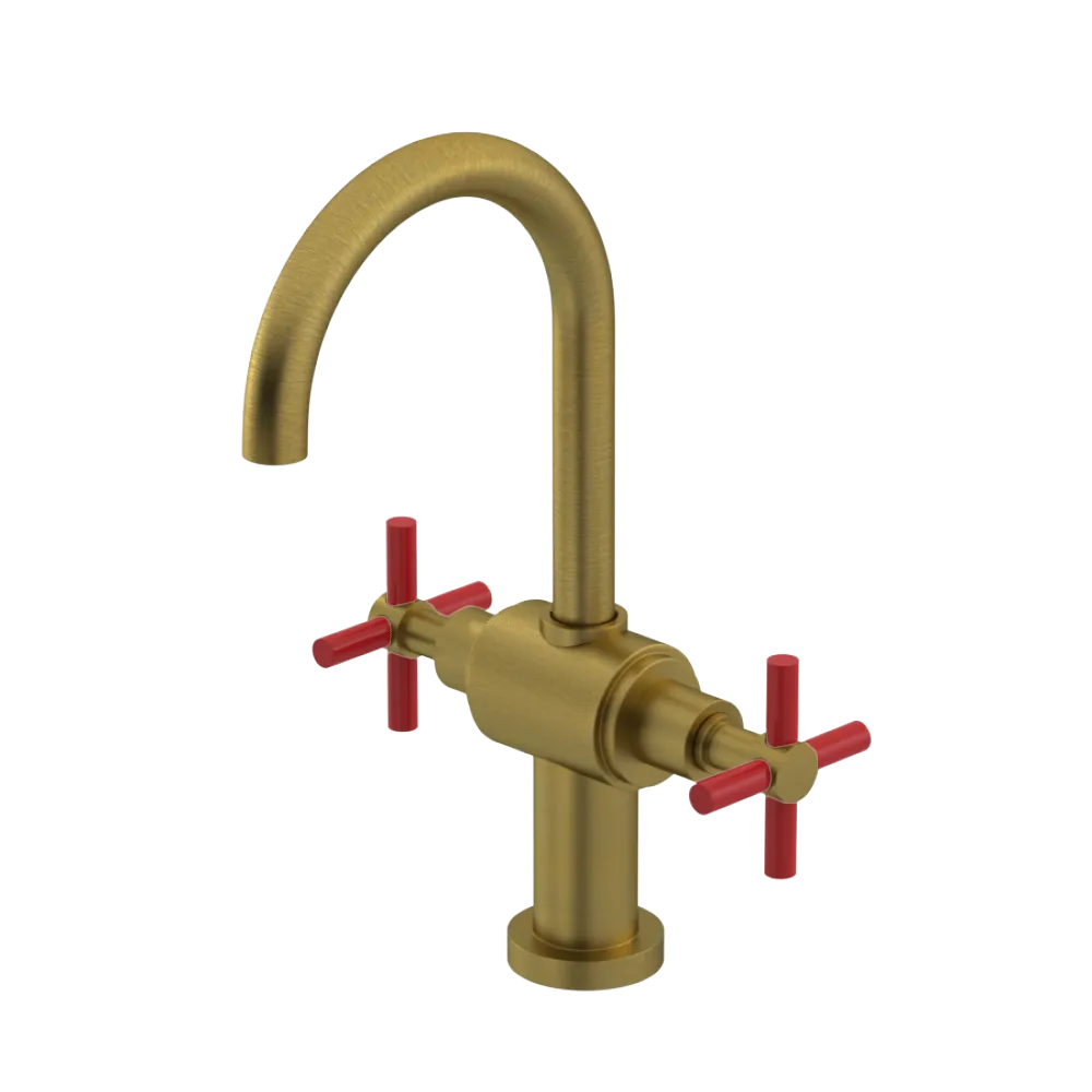 Rubinet Single Hole Dual Handle Lav. Set with LaSalle Spout (less drain) Antique Brass Matt