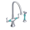 Rubinet Two Handle Single Hole Kitchen Set with Hand Spray Satin Chrome