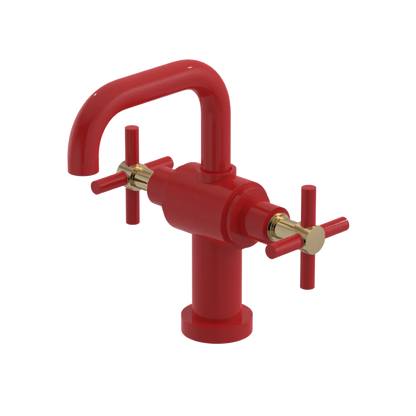 Rubinet Single Hole Dual Handle Lav. Set. (less drain) Red