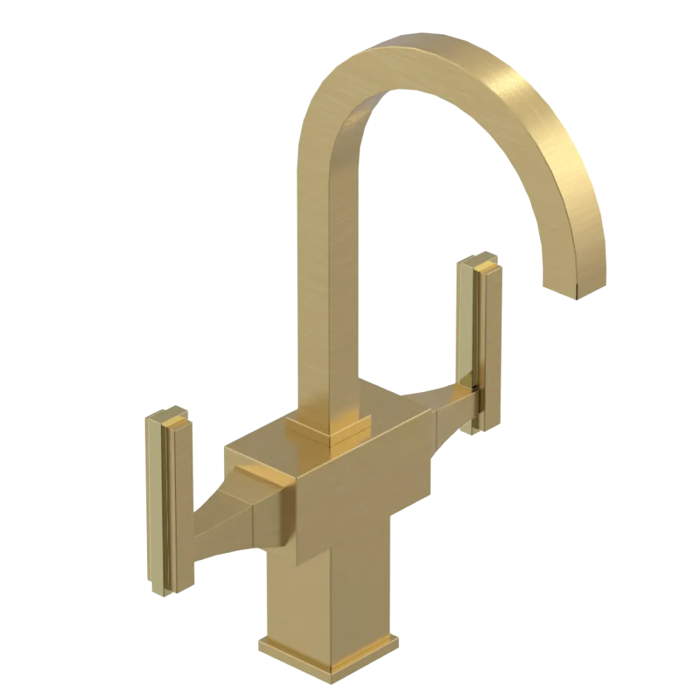 Rubinet Single Hole Dual Handle Lav. Set. (less drain) Satin Gold