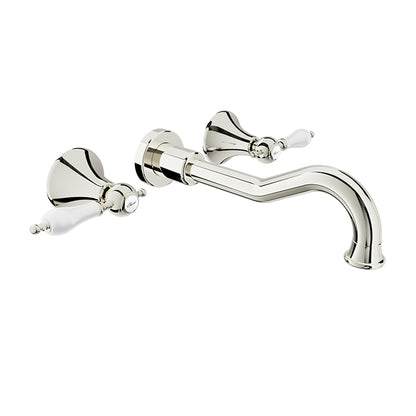Baril Two handles wall-mounted lavatory faucet, drain not included