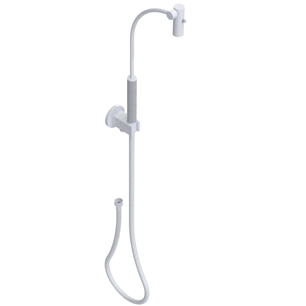 Rubinet Hand Held Shower Bidet with Extended Reach & Dual Function Spray Including Wall Bracket with Supply & Hose (Round) White