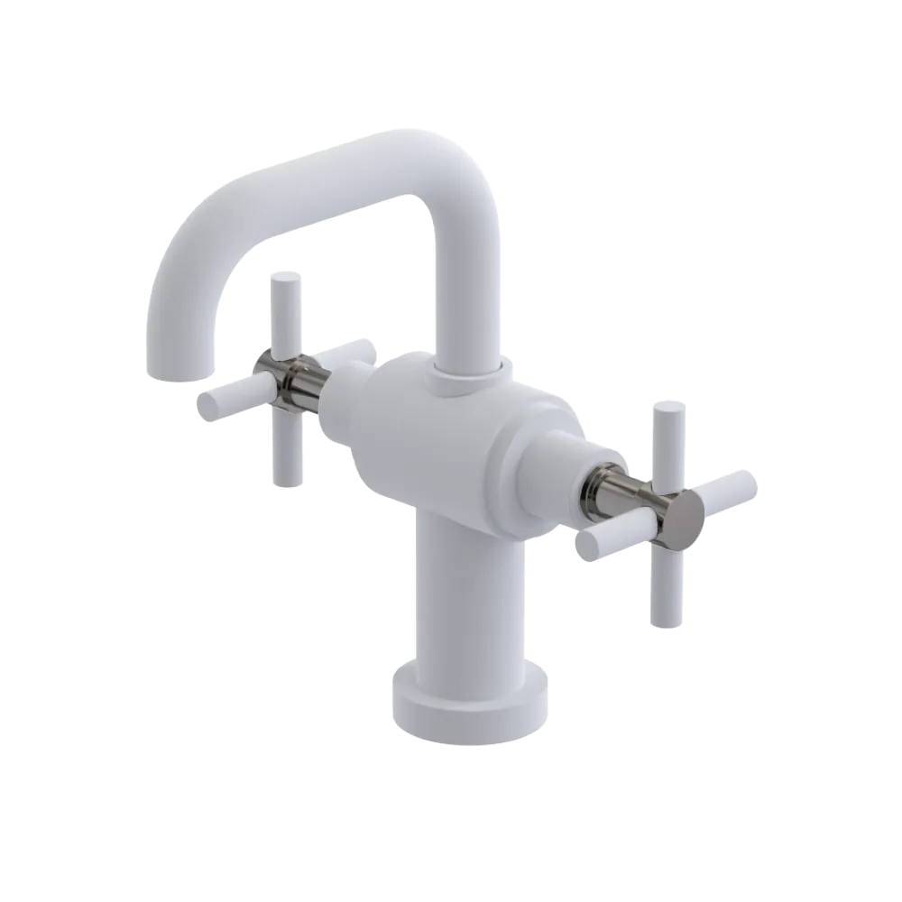 Rubinet Single Hole Dual Handle Lav. Set. (less drain) Matt White