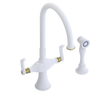 Rubinet Two Handle Single Hole Kitchen Set with Hand Spray Matt White