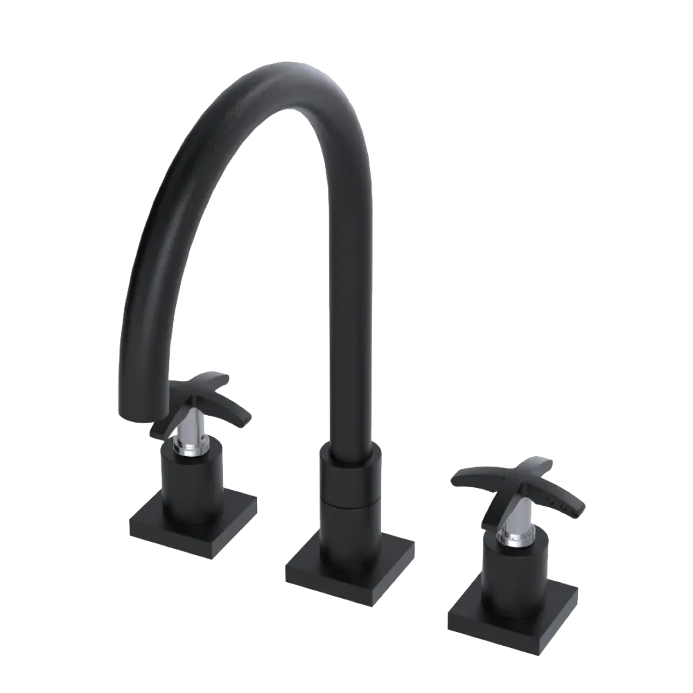 Rubinet Widespread Kitchen Set Matt Black