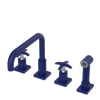 Rubinet Widespread Kitchen Set with Genesis Spout with Hand Spray Midnight Blue