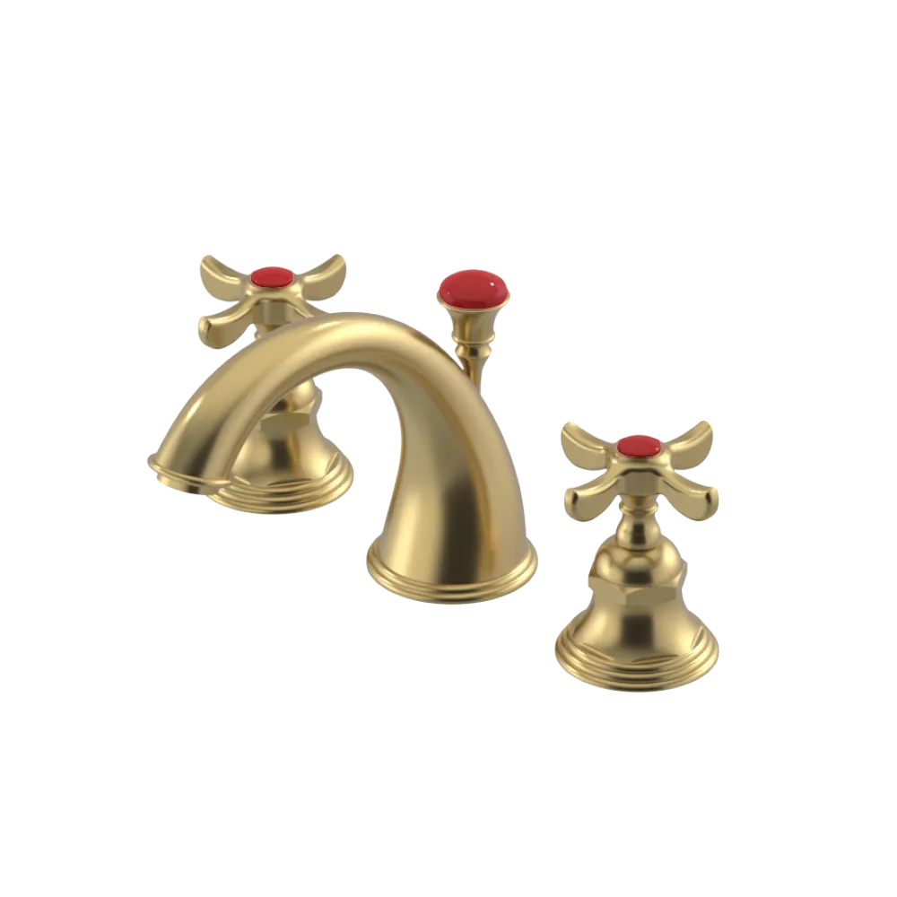 Rubinet Widespread Lav. Set. (less drain) Satin Brass