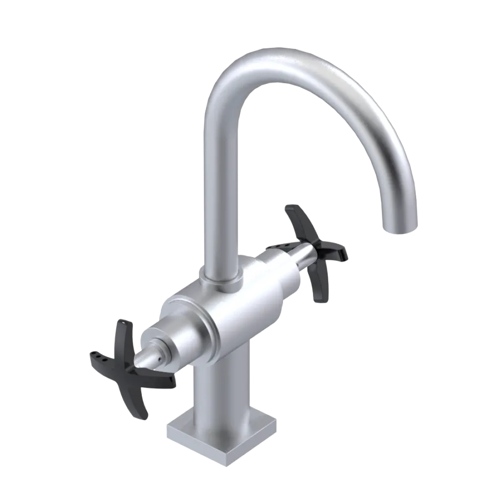 Rubinet Single Hole Dual Handle Lav. Set. (less drain) Satin Chrome