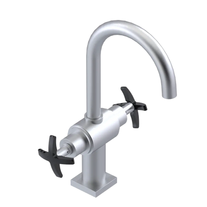 Rubinet Single Hole Dual Handle Lav. Set. (less drain) Satin Chrome
