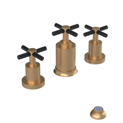 Rubinet Bidet Fitting with Spray, Diverter, and Vacuum Breaker (less drain) Satin Gold