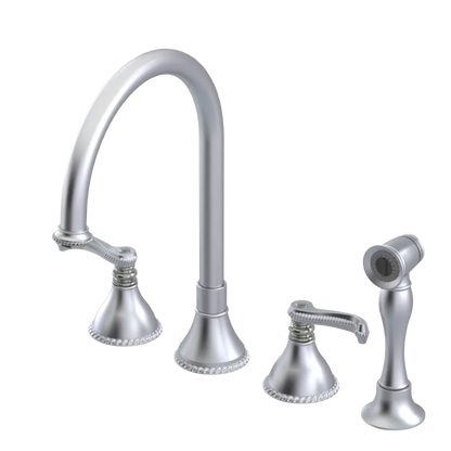Rubinet Widespread Kitchen Set with Hand Spray Satin Chrome