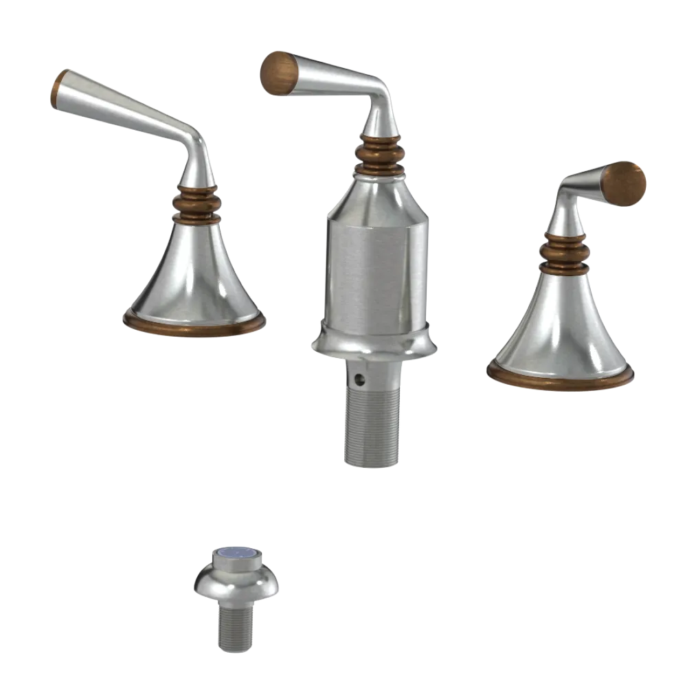 Rubinet Bidet Fitting with Spray, Diverter, and Vacum Breaker (Less Drain) Satin Nickel