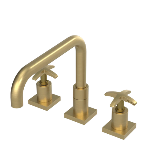 Rubinet Widespread Kitchen Set with Genesis Spout Satin Brass
