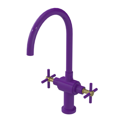 Rubinet Two Handle Single Hole Kitchen Set with LaSalle Spout Purple Haze