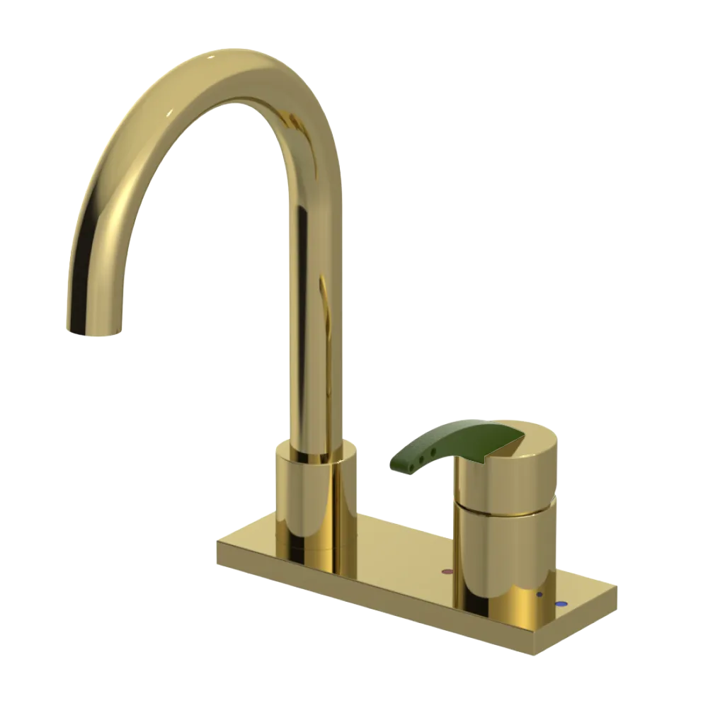 Rubinet 4" Centre Single Control Lav. Set. (less drain) Natural Brass