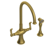 Rubinet Two Handle Single Hole Kitchen Set with Hand Spray Antique Brass Matt