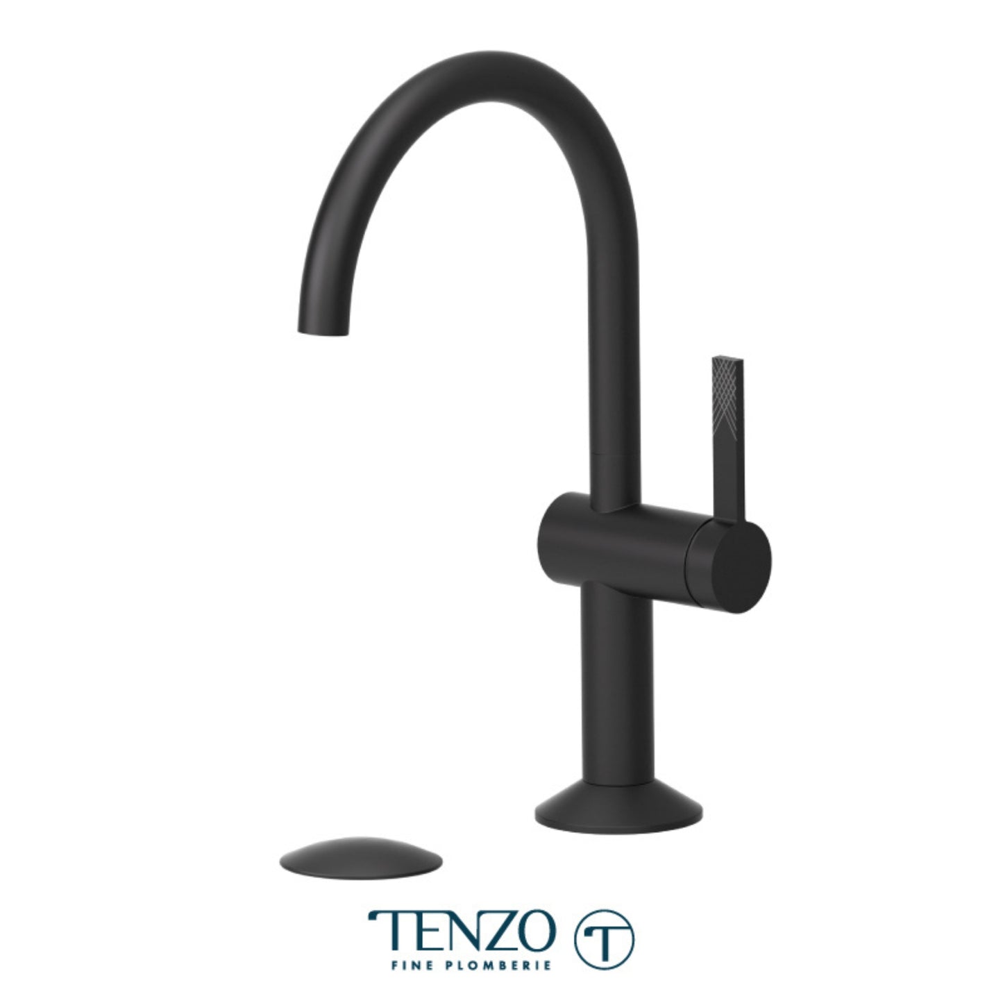 Single hole lavatory faucet with drain