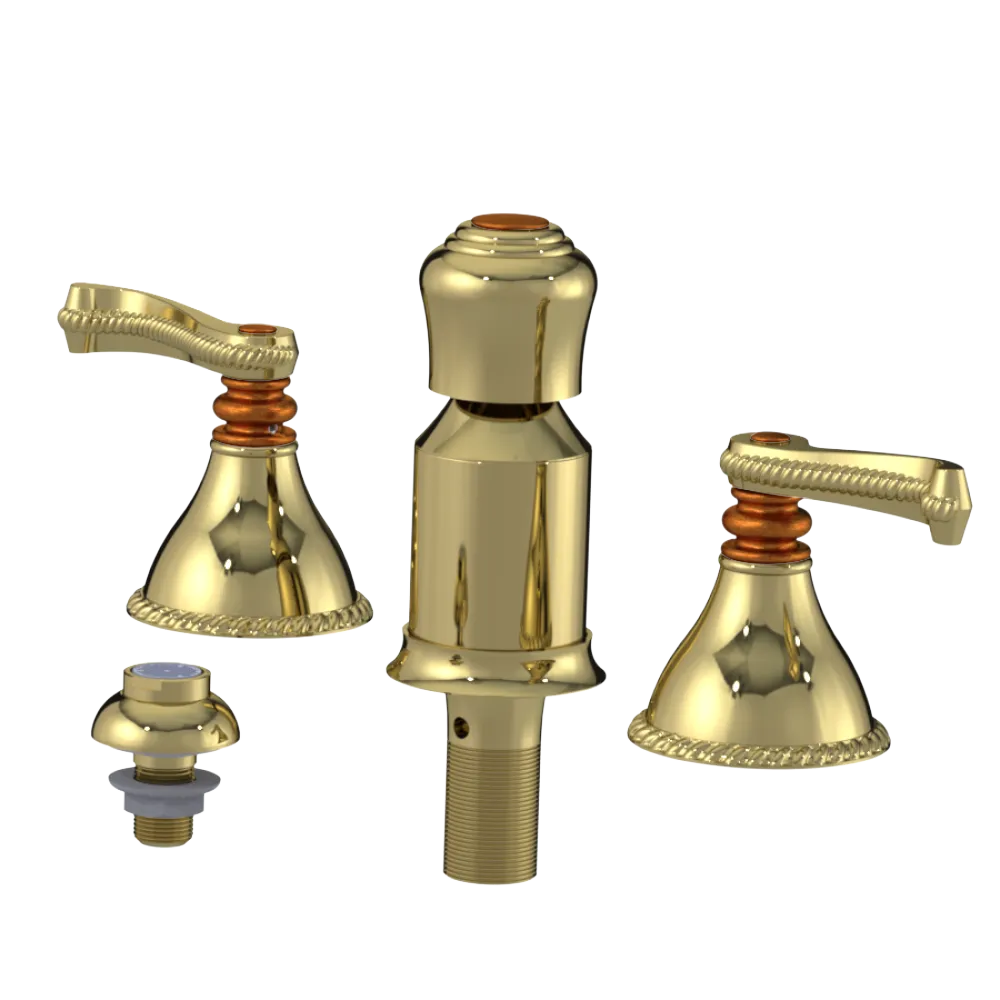 Rubinet Bidet Fitting with Spray, Diverter, and Vacum Breaker (Less Drain) Natural Brass
