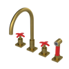 Rubinet Widespread Kitchen Set with Hand Spray Antique Brass Matt