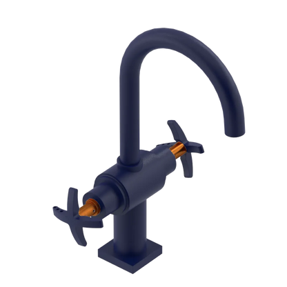 Rubinet Single Hole Dual Handle Lav. Set. (less drain) Midnight Blue