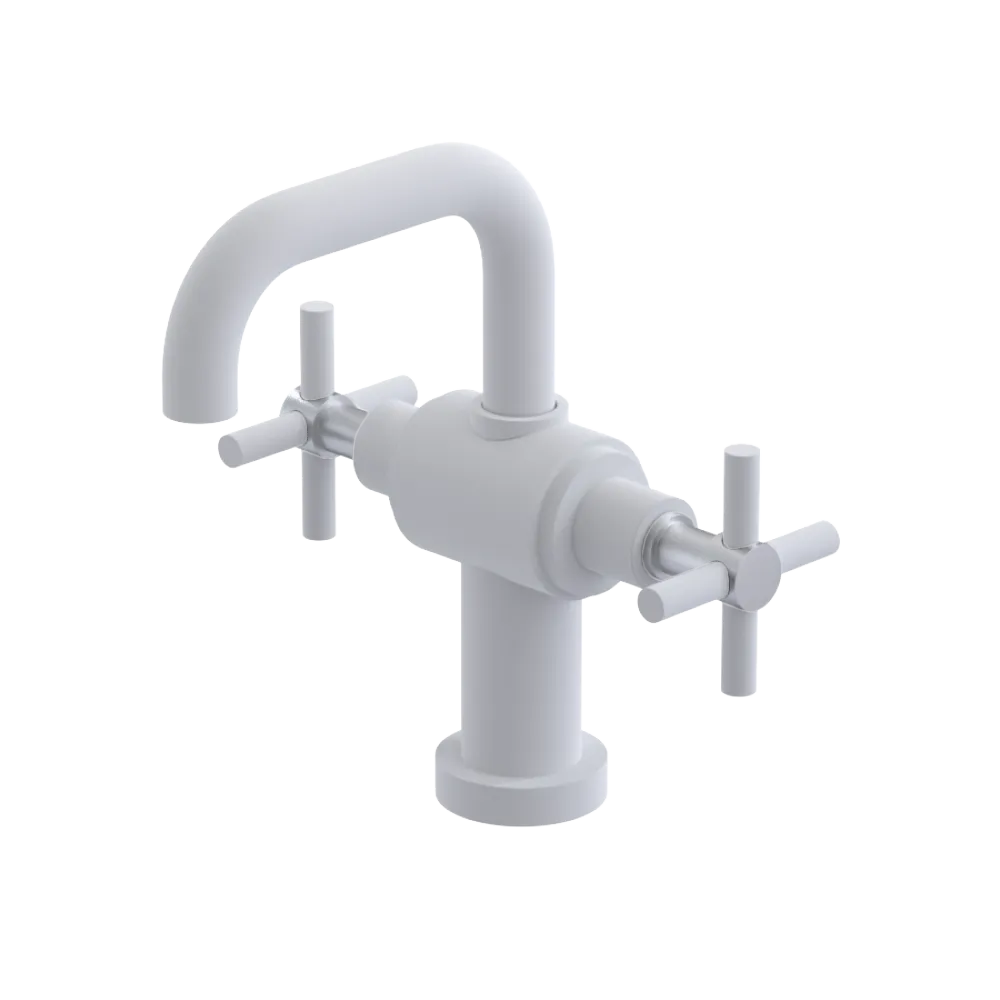 Rubinet Single Hole Dual Handle Lav. Set. (less drain) Matt White