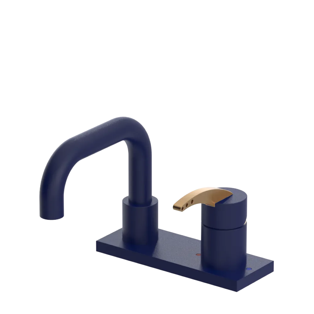 Rubinet 4" Centre Single Control Lav. Set. with Genesis spout (less drain) Midnight Blue