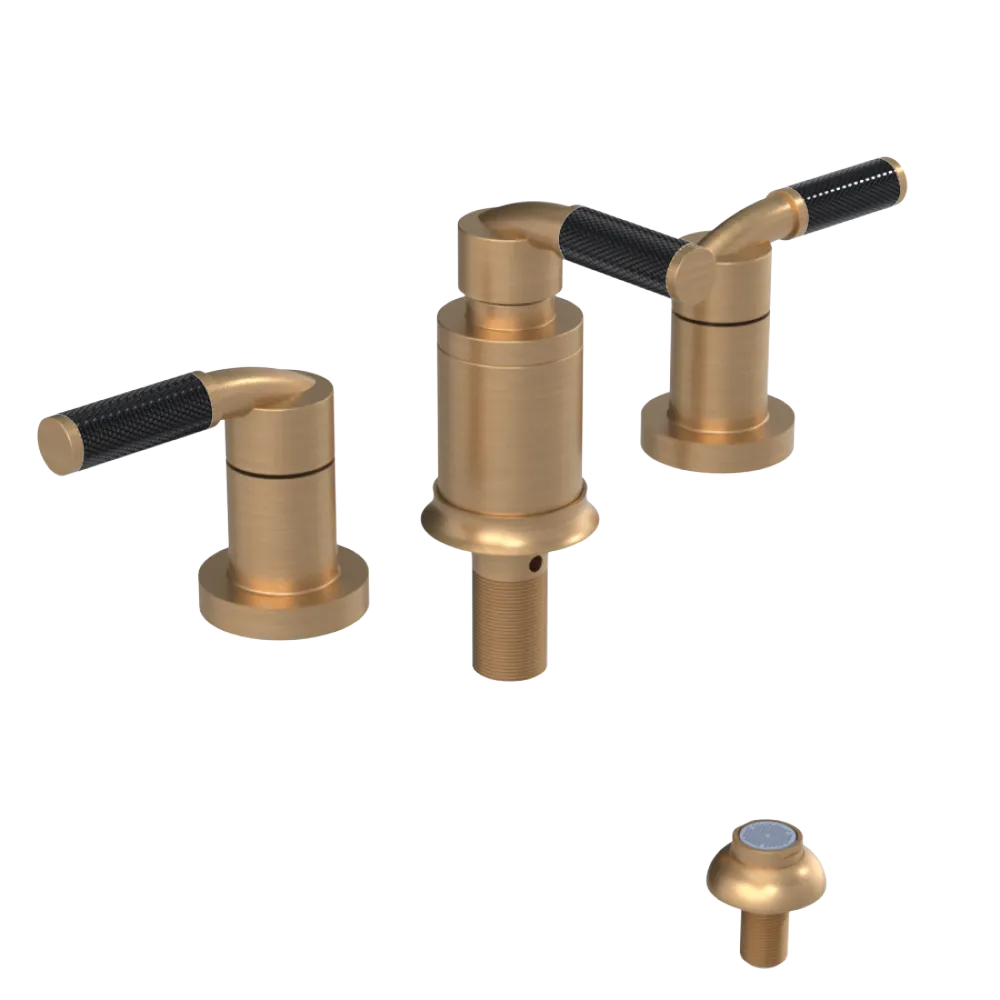 Rubinet Bidet Fitting with Spray, Diverter, and Vacum Breaker (Less Drain) Satin Gold