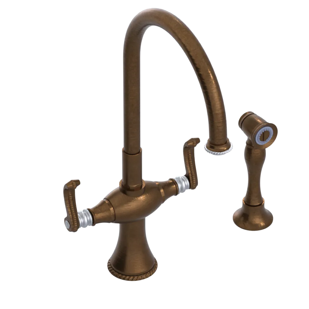 Rubinet Two Handle Single Hole Kitchen Set with Hand Spray Oil Rubbed Bronze