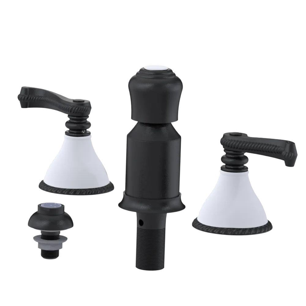 Rubinet Bidet Fitting with Spray, Diverter, and Vacum Breaker (Less Drain) Matt Black