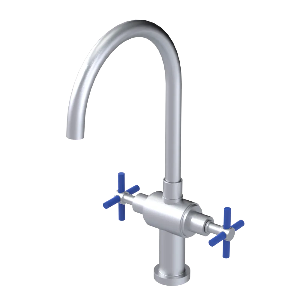 Rubinet Two Handle Single Hole Kitchen Set with LaSalle Spout Satin Chrome