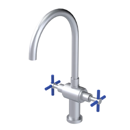 Rubinet Two Handle Single Hole Kitchen Set with LaSalle Spout Satin Chrome