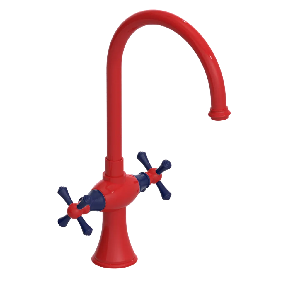 Rubinet Two Handle Single Hole Kitchen Set Red