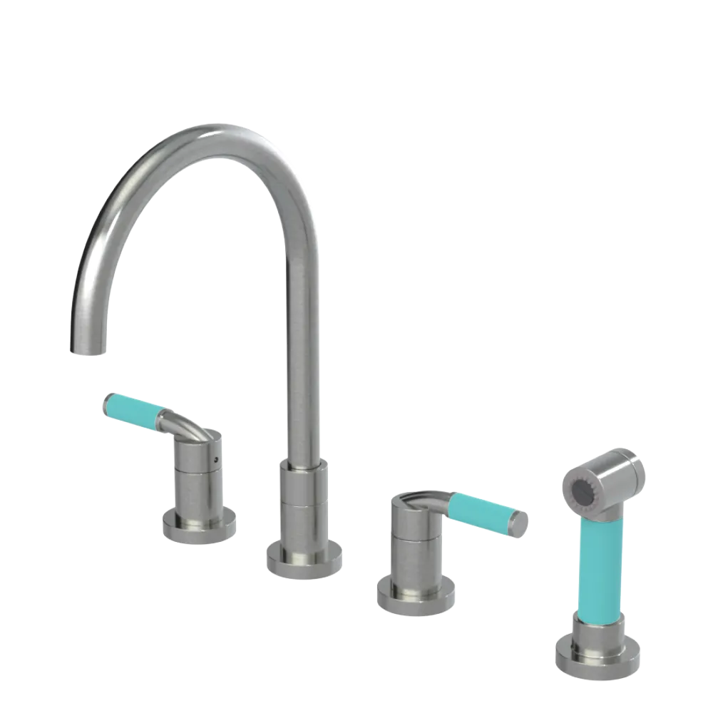Rubinet Widespread Kitchen Set with Hand Spray Satin Nickel
