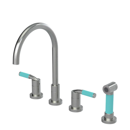 Rubinet Widespread Kitchen Set with Hand Spray Satin Nickel