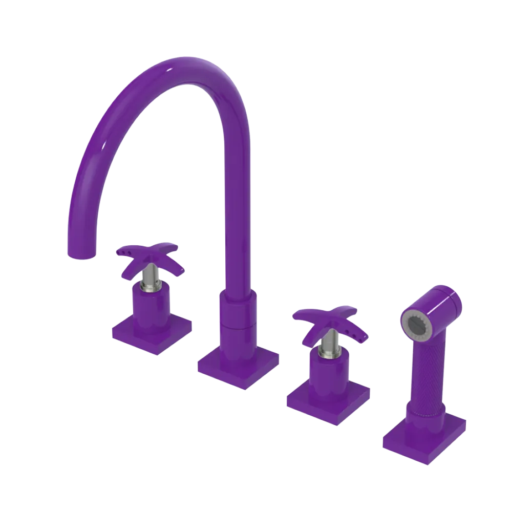 Rubinet Widespread Kitchen Set with Hand Spray Purple Haze