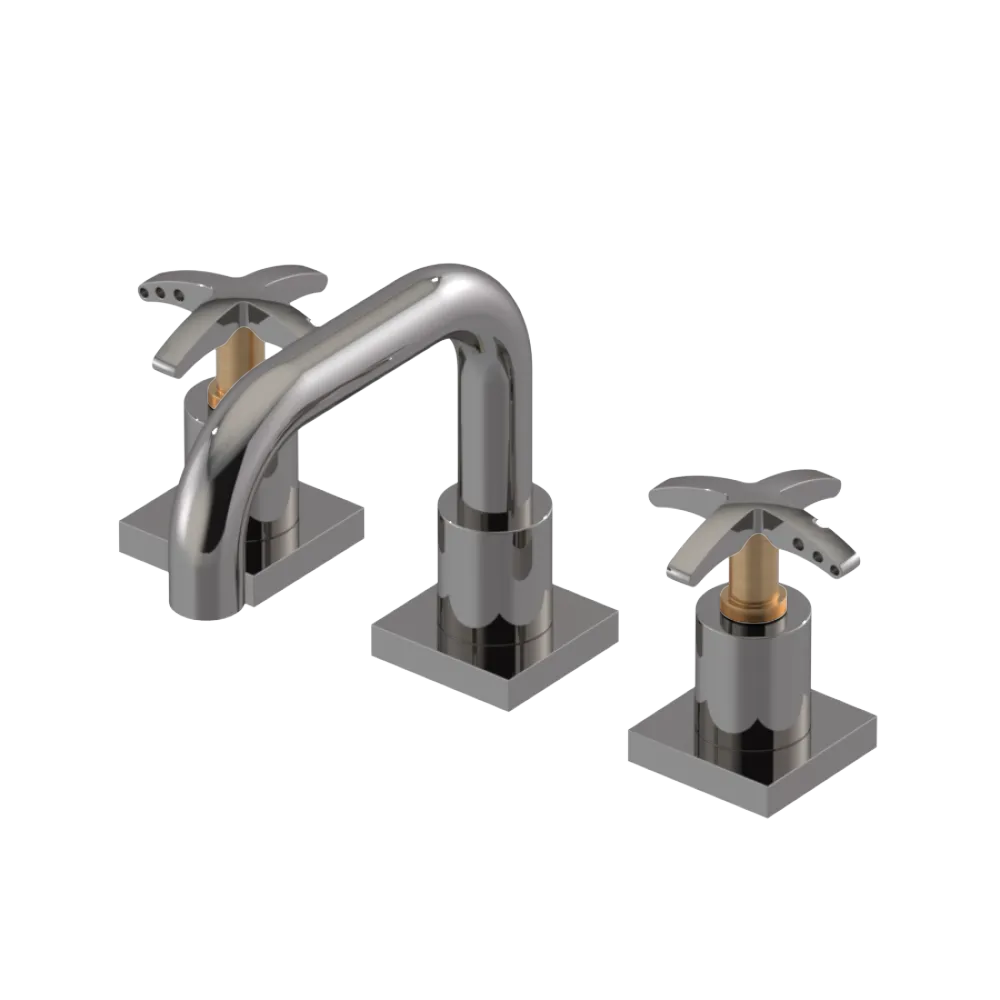 Rubinet Widespread Lav. Set. with Genesis spout (less drain) Polished Nickel