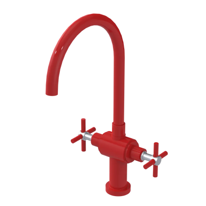 Rubinet Two Handle Single Hole Kitchen Set with LaSalle Spout Red
